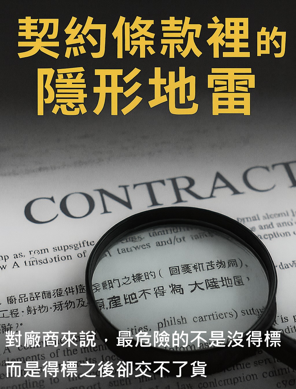 政府標案急診室｜大陸貨診斷科04：契約條款裡的隱形地雷